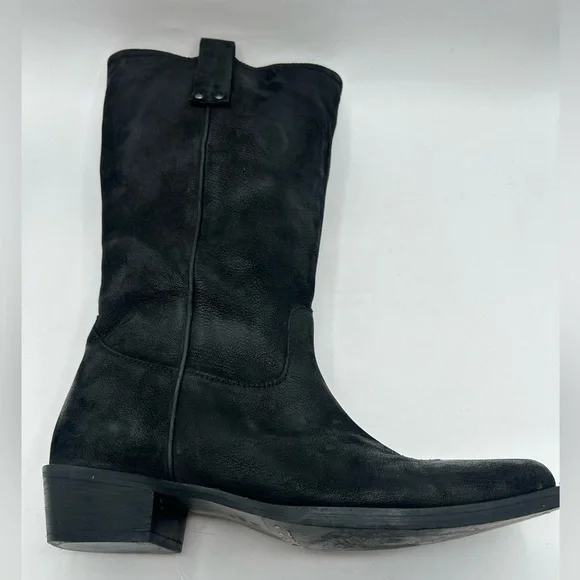 Vintage Foundry Aliza Cowboy Cowgirl campus riding boot black Leather square toe - Picture 10 of 17